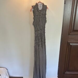 Doen Black and White Gingham Maxi Dress